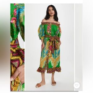NWT Farm Rio Banana Leaves Off Shoulder Midi Dress - Small